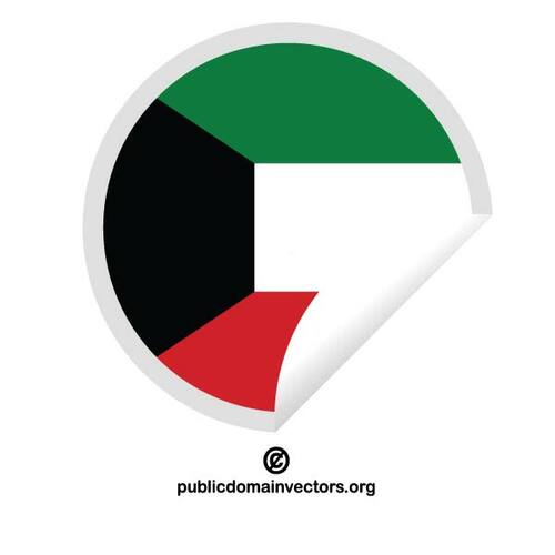 Bandera de Kuwait en el etiqueta redonda
