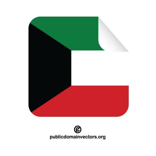 Etiqueta engomada cuadrada de la bandera de Kuwait