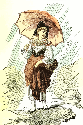 雨の中の女性