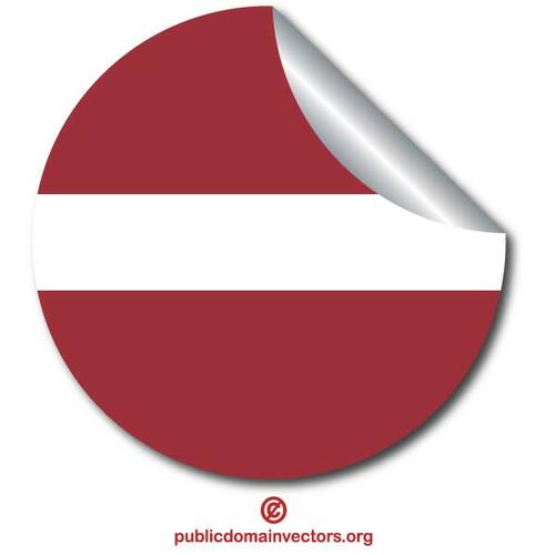 علم لاتفيا في ملصقا دائريا