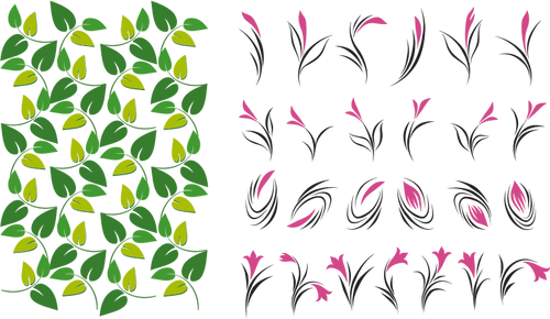 Blätter und Blumen Muster Auswahl Vektor-Bild
