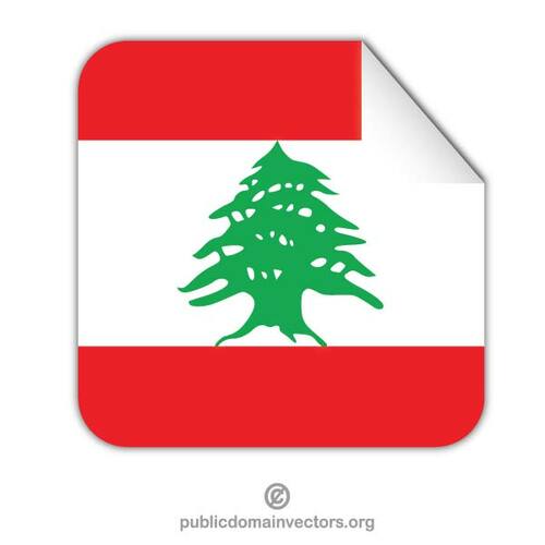 Bendera Lebanon persegi stiker