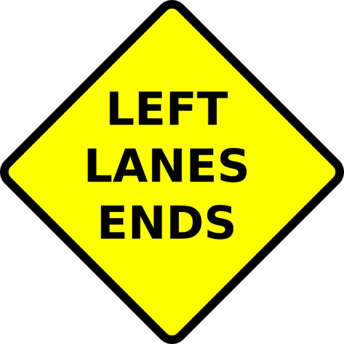 左的车道结束警告标志矢量图像