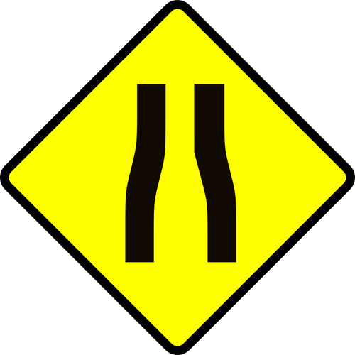 Silnice zúží upozornění znamení vektorový obrázek