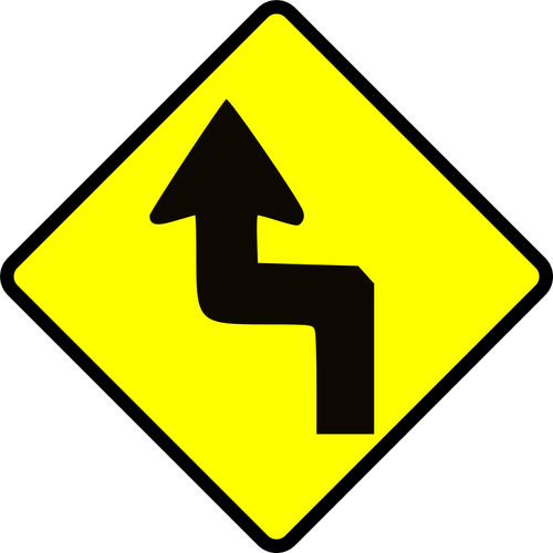 Første venstre dobbel bøye trafikk roadsign vektor image
