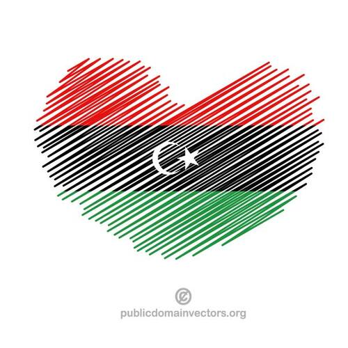 Libysche Flagge in Herzform