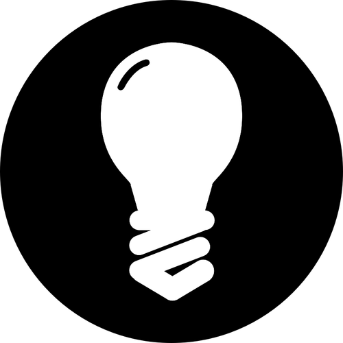 أيقونة المصباح الكهربائي التقليدي في صورة متجه الدائرة السوداء