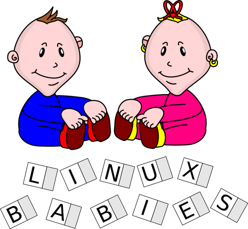 Dos niños bebés Linux vector dibujo