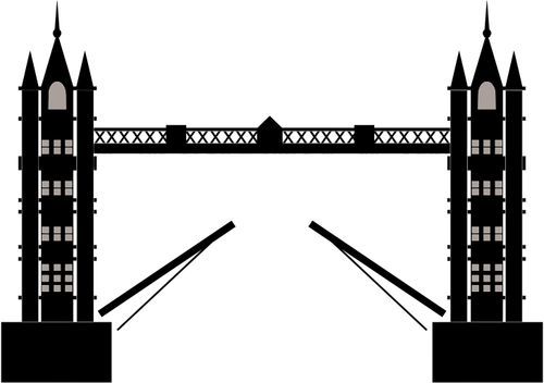 London Tower Bridge yksinkertaisessa mustavalkoisessa kuvassa