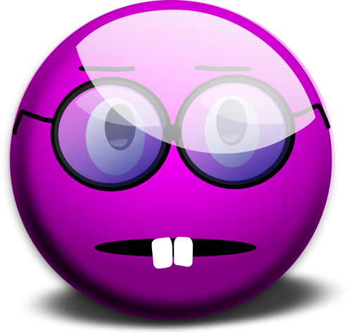 Vector de dibujo de púrpura nerd smiley