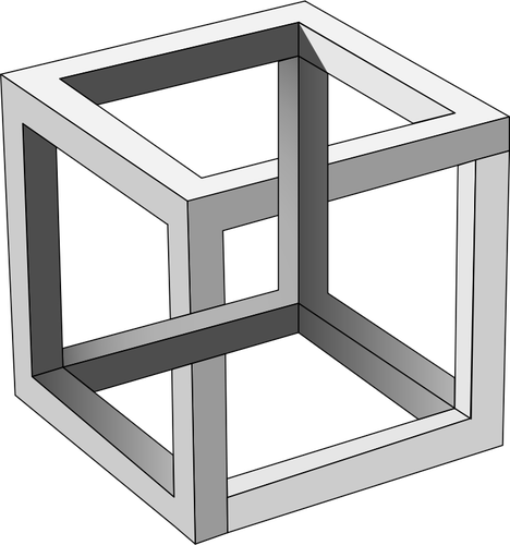 MC Eschers مكعب المستحيل في الرسم الرمادي ناقلات قصاصة الفن