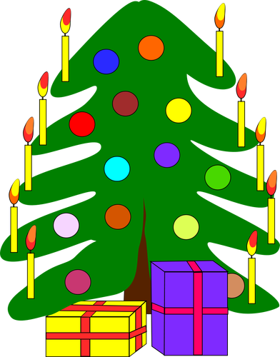 シンプルな装飾が施されたクリスマス ツリーのベクトル