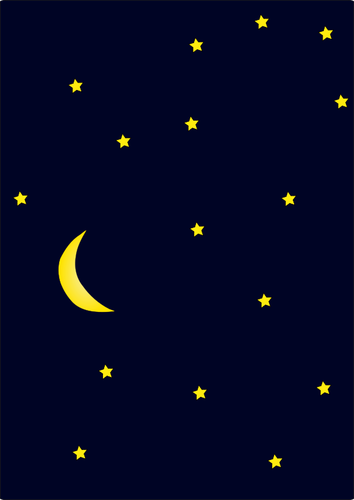 הירח, ועל שמיים מלאים כוכבים וקטור רקע