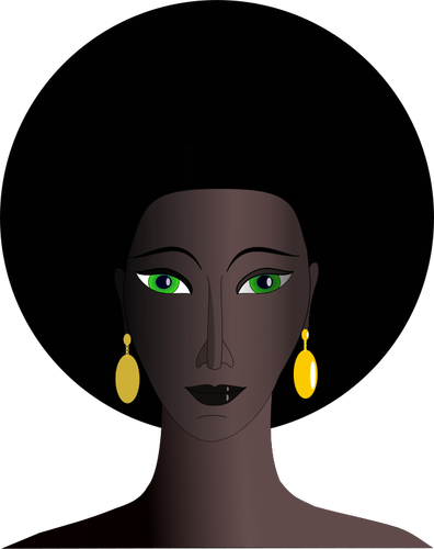 Vektorritning svart kvinna med gröna ögon
