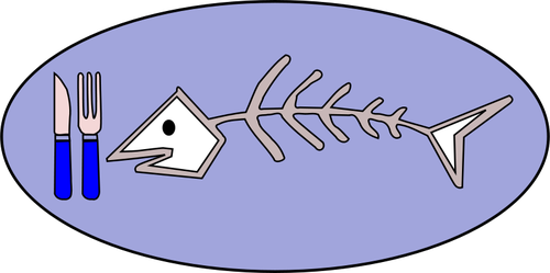 Grafika wektorowa kości ryb na talerzu