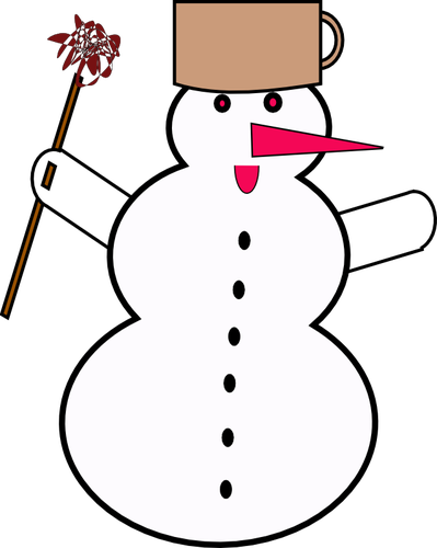 Снеговик с розовым носом векторное изображение