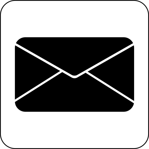 Mustavalkoisen sähköpostin vektori clipart-kuvake