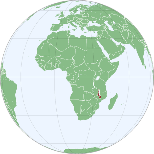 Mapa z Malawi w Afryce