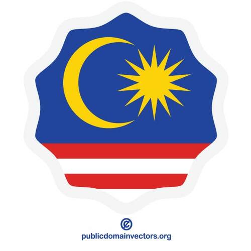 Bandera de Malasia alrededor de la etiqueta engomada