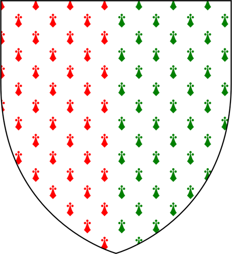 Štít s červenou a zelenou vánoční heraldika vektorové ilustrace