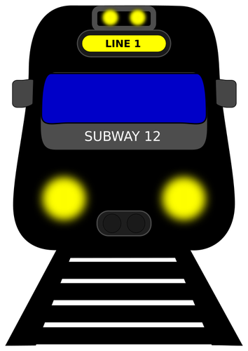 Kereta bawah tanah dengan lampu-lampu yang diaktifkan