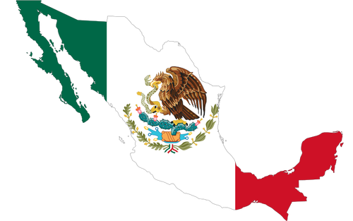 Meksikon lippu ja kartta