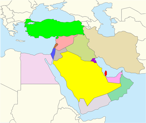 Grafika wektorowa mapa Bliskiego Wschodu