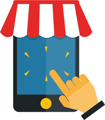 Mobil Shopping Illustration