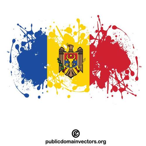 Flagge der Republik Moldau in Tinte verspritzt