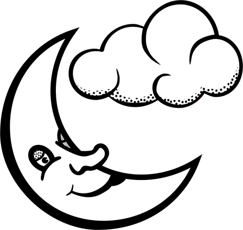 Grafica vettoriale di luna sonnolenta e cloud