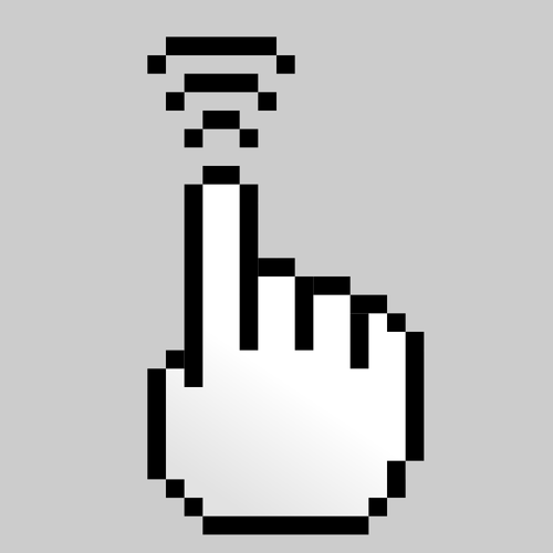 Cursor de la mano de multi-touch pixelado