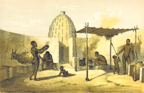 Scena di villaggio africano