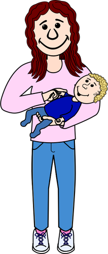 彼女の腕のベクトル図で赤ちゃんと母