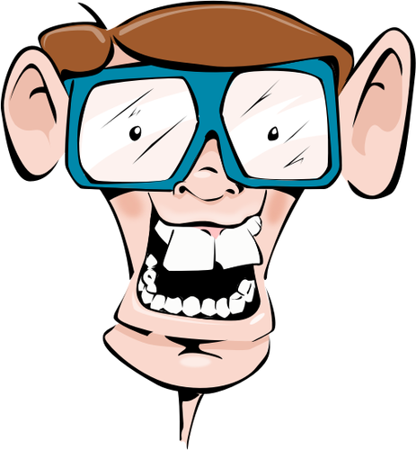 Vektor seni klip komik geek wajah dengan kacamata