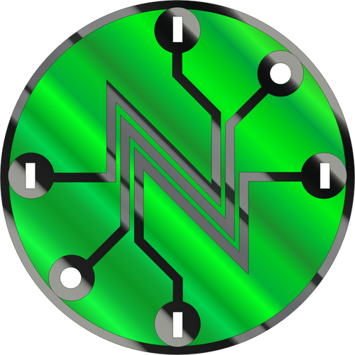 Lesklé zelené elektrický obvod symbol