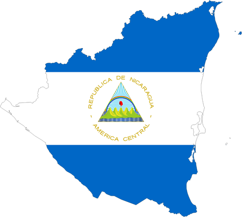 Nikaragui w mapę i flagi