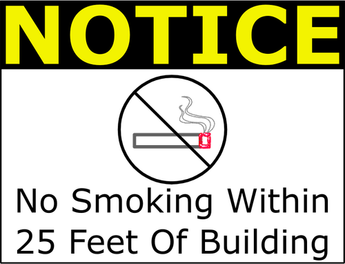 Vector ilustrare ofno fumat în termen de 25 de picioare semn