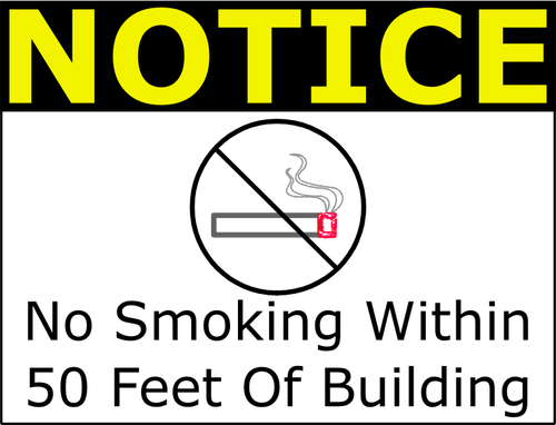 Vektorový obrázek zákaz kouření ve znamení 50 metrů
