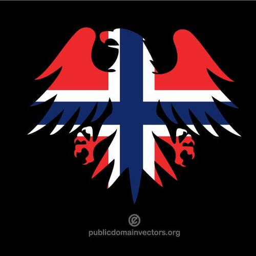 Aquila araldica con bandiera norvegese