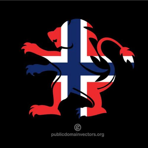 Leone araldico con la bandiera della Norvegia