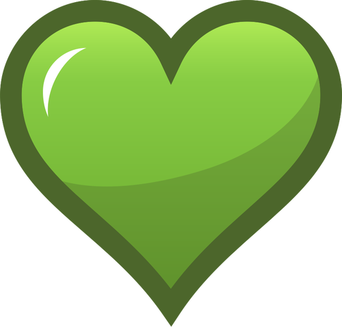 Grønne hjerte med brun kantlinje vektorgrafikk