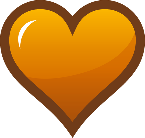 Orange heart with thick brown border vector clip art