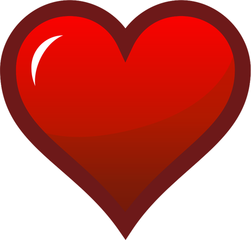 Красное сердце с густой коричневый границы векторной графики