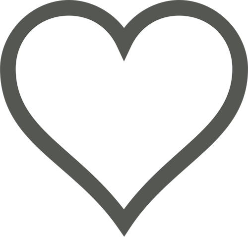 Hvitt hjerte med brun kantlinje vektorgrafikk utklipp