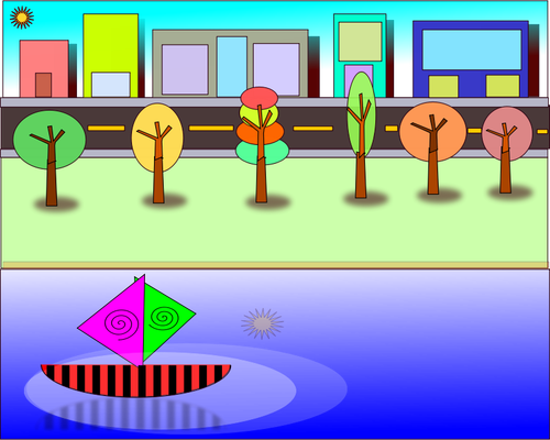 Ilustración de vector de la escena de la ciudad libro de colorear