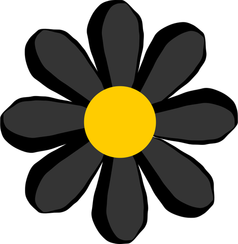 Векторный рисунок синий цветок с желтым бутон