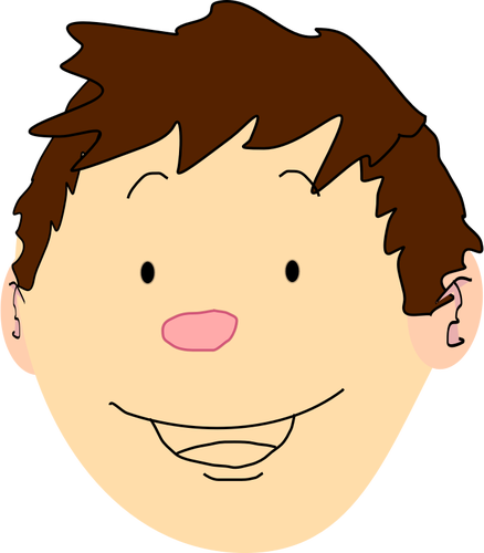 Vektorgrafik med glad pojke med brunt hår