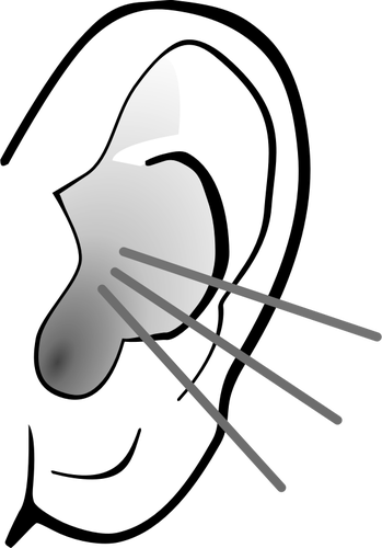 Vektorgrafikk av gråtoner lyttende øre