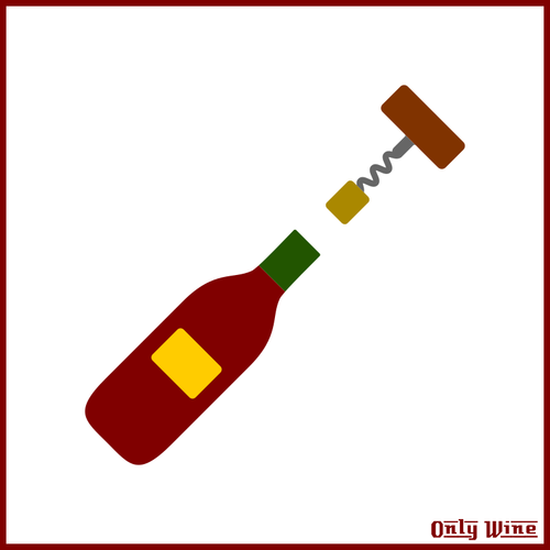 Vinflaska och corkscrew