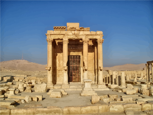 Templet Baalshamin Palmyra i Syrien vektorbild